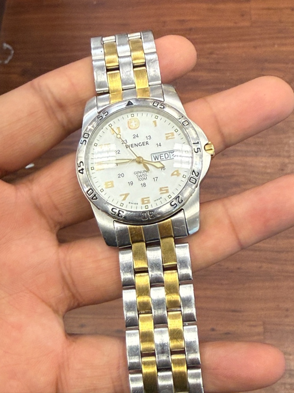 Wenger vintage day date men’s   Two-Tone Silver and Gold Men's Watch